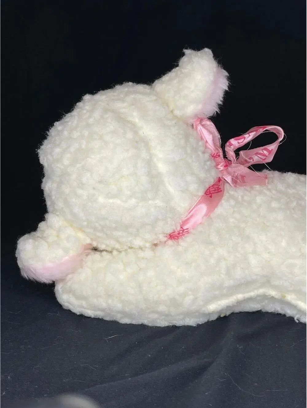 Vintage 1970s Doll Craft Musical Lamb Plush – Pink Jewel Eyes –Working Music Box